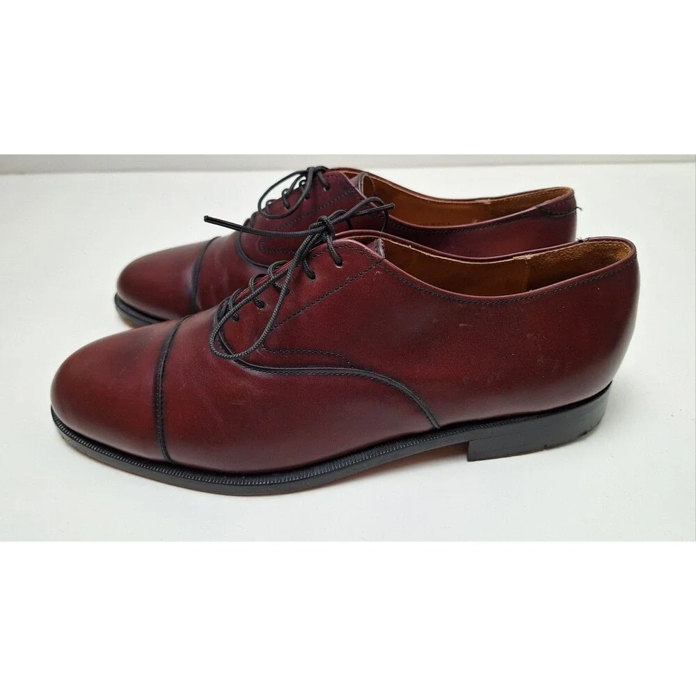 Men’s Cole Haan Burgundy Oxford Cap Toe Dress Shoes-USA Made-Size 10.5D
